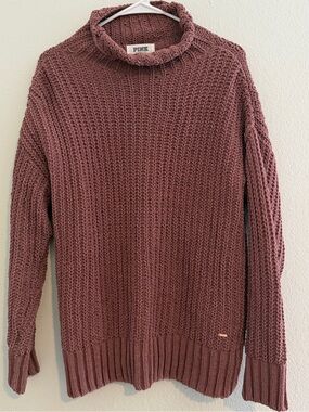 Victoria's Secret PINK dusty mauve chunky knit turtleneck sweater